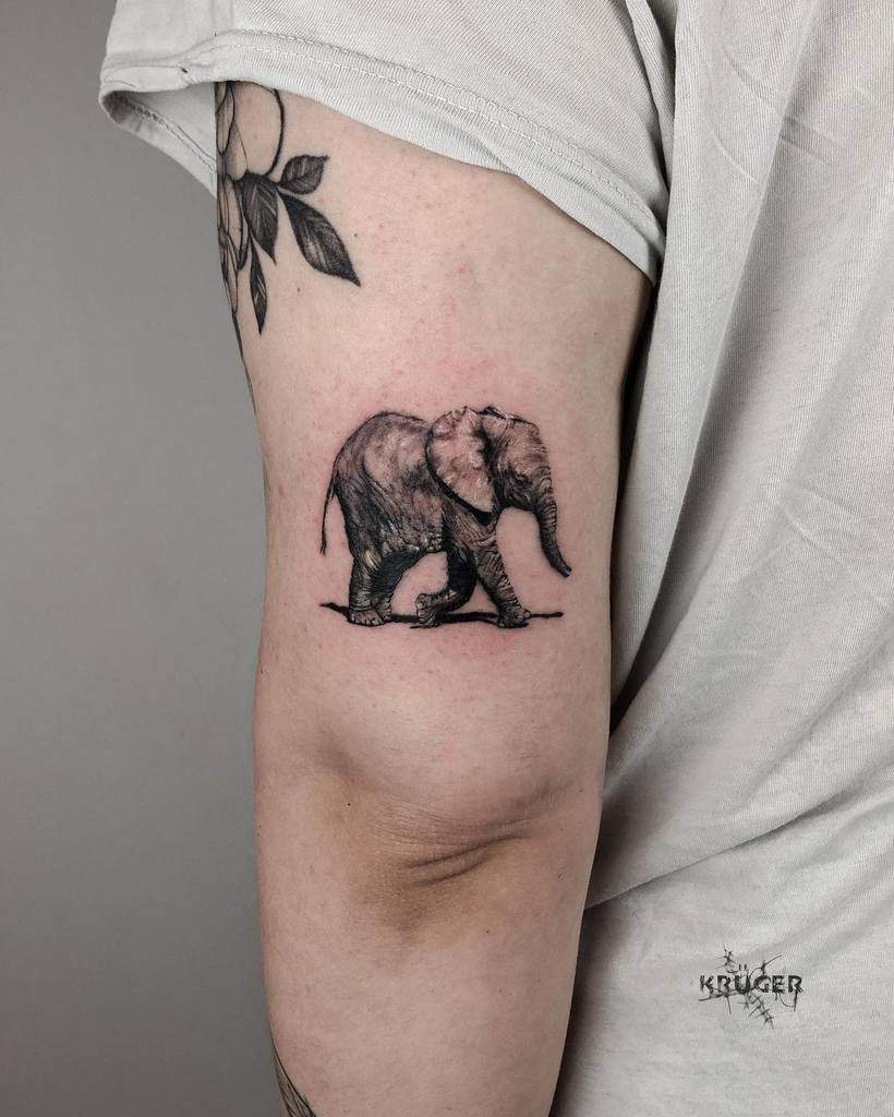 Cute Elephant Tattoo Design for Girls