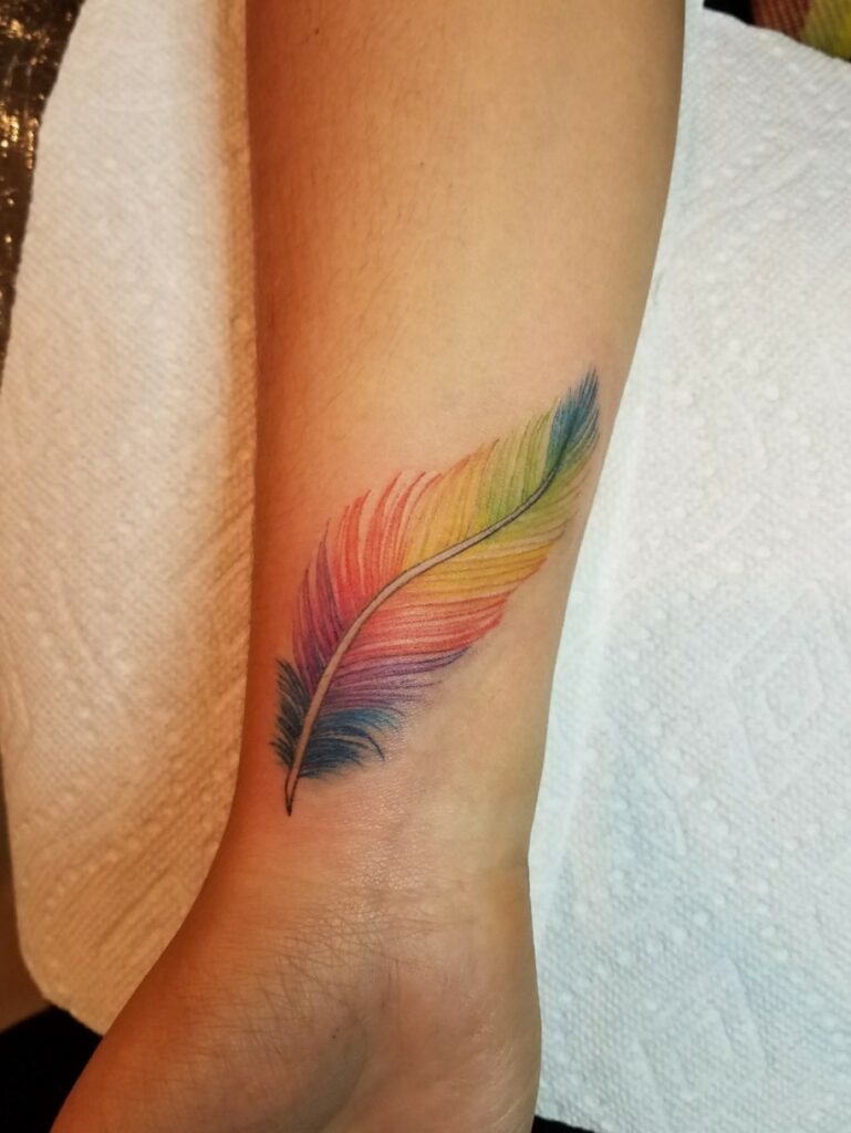 Feather with watercolor effect